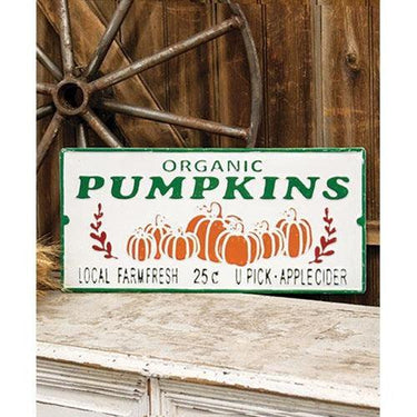 Organic Pumpkins Distressed Metal Sign - The Fox Decor